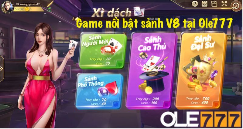 Game nổi bật sảnh V8 tại Ole777