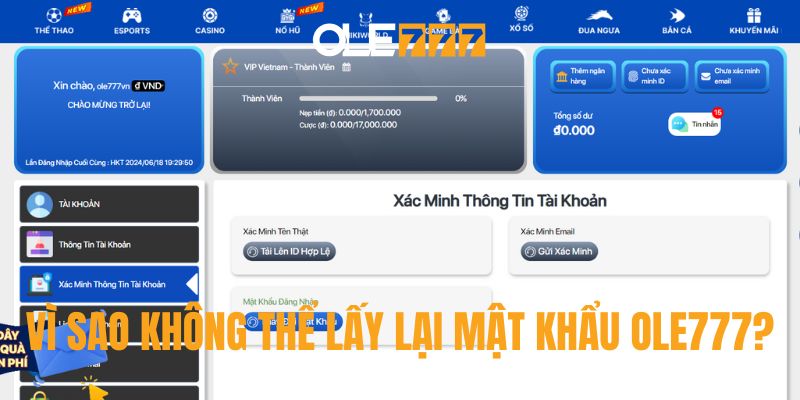 Một số nguyên nhân khiến người dùng lấy lại mật khẩu Ole777 thất bại